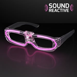 Pink LED Sound Reactive Light Up Glasses