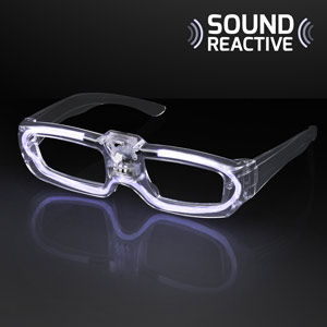 White LED Sound Reactive Light Up Glasses