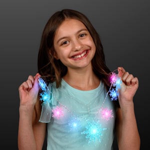 Multi-Color LED Snowflake Light Up Necklace