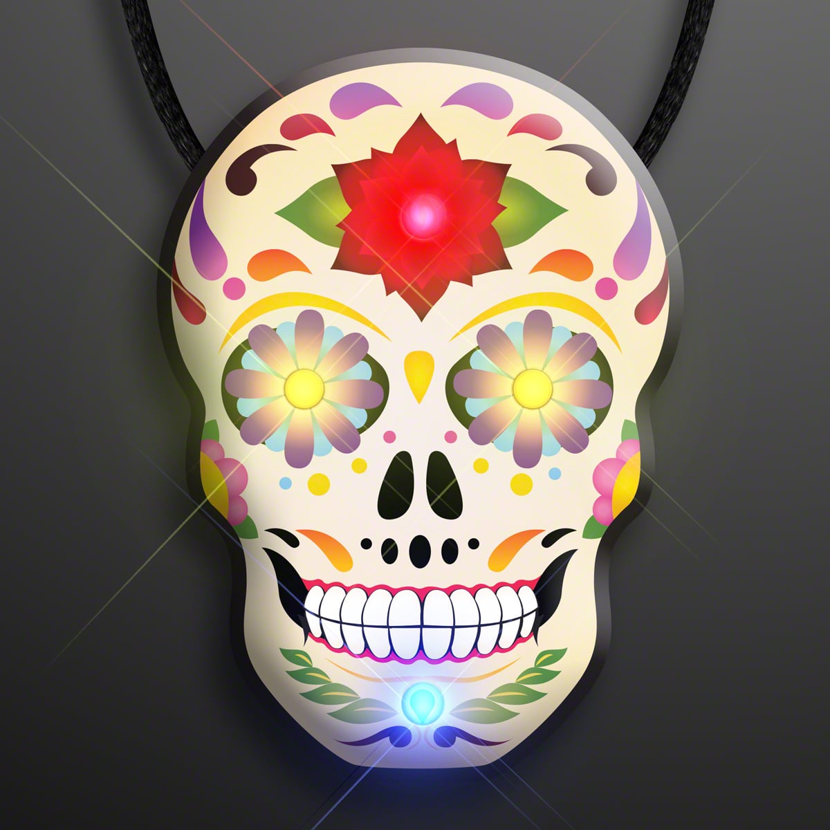 Light Up Day of the Dead Sugar Skull Necklace