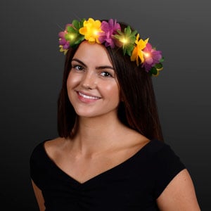 Fortunings JDS LED Hawaiian Leis Headband and Wristband Halloween Costumes Light Up Decor 