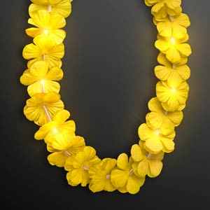 Light Up Yellow Lei Flower Necklaces