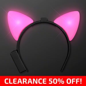 CLEARANCE: Pink Glow Ears, Still LEDs, No Blink - All Sales Final!