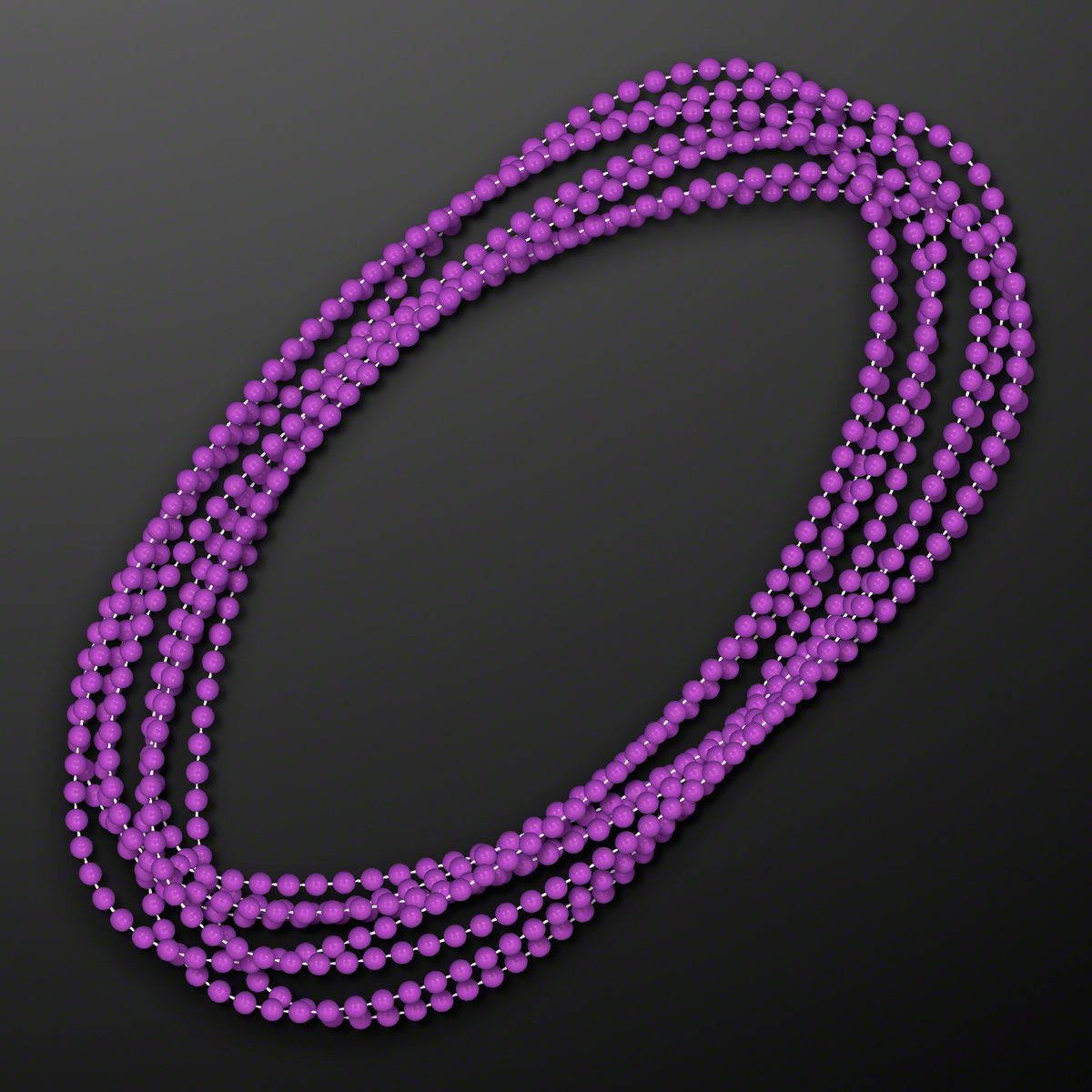 Silver Mardi Gras Beads  Oval Bead Necklaces - 33 Long