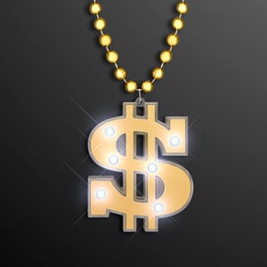 LED Light Up Dollar Sign Beaded Necklace