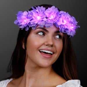Purple LED Light Up Flower Crown headband
