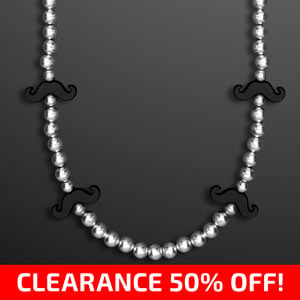 36" Black Mustache Non Light Up Bead Necklace