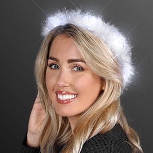 Female wearing White Light Up Angel Halo LED Costume Headband