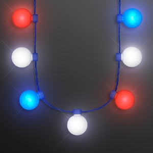 Light Up Red White & Blue Globes Party Necklace