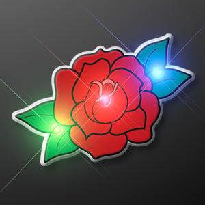 Light Up Red Rose LED Body Pin