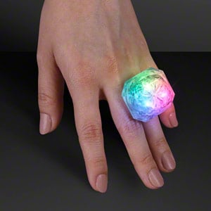 Hand model displaying Light Up Multicolor LED Deluxe Gem Ring