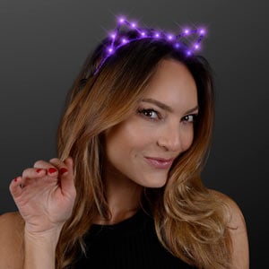 Female model wearing Purple LED Starlight Cat Ear Headband