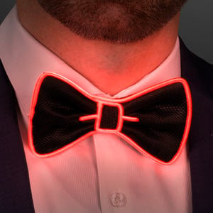 Light Up Red EL Wire Bow Tie