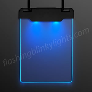 Light Up Space Blue Glow Badge Necklace