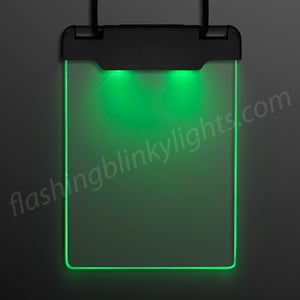 Light Up Space Green Glow Badge Necklace