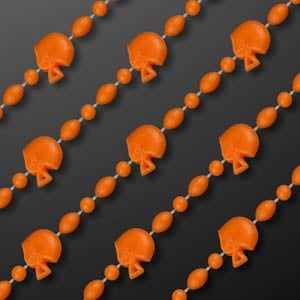 Orange Football Helmet Bead Necklaces in Team Colors (NON-LIGHT UP)