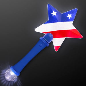 Light Up US Flag Star LED Wand