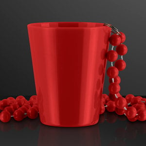 Red Shot Glass on Beaded Necklace