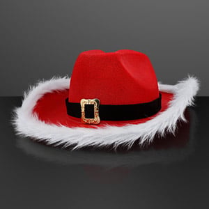 Santa Cowboy Hat Fur Trim