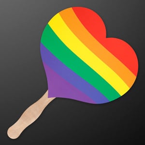 Non-Light Up Rainbow Heart Pride Fan