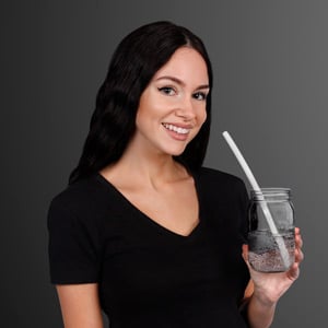 Woman displaying Reusable Straw in Case, NON-Light Up