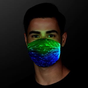 Man wearing Black Rechargeable Light Up Face Mask