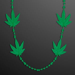 4-Charm Pot Leaf Necklace Cannabis Beads