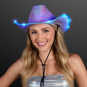Purple Blue Iridescent Light Up Space Cowgirl Hat