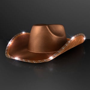 Brown Shimmer Light Up Shiny Cowboy Hat