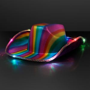 Light Up Cowboy Hat Shiny Rainbow Hat