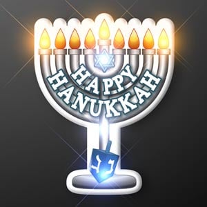 Happy Hanukkah LED Menorah Light Pins