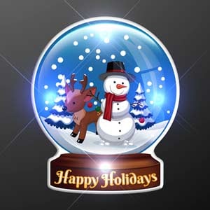 Light Up Snow Globe Holiday Pin