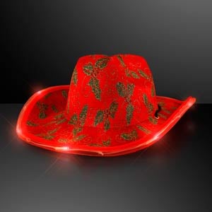 Christmas Cowboy Hat, Holly & Lights