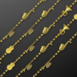 Gold Jazz Instruments Mardi Gras Beads