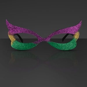 Mardi Gras Eyeglasses, Glitter Frames (NON-Light Up)