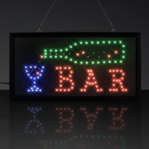 LED Light Up BAR Sign, Plug-In Moving Lights