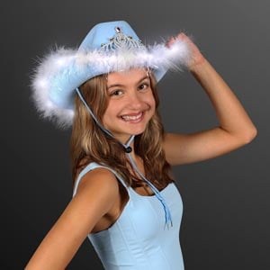 Pastel Blue Cowgirl Queen Light Up Hat