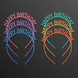 Happy Birthday Headbands: Rainbow Assortment (NO Lights)