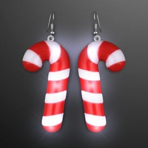 Blinky Candy Cane Earrings, 1-PAIR, Pierced