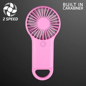Pastel Pink Deluxe Mini Fan, Carabiner Clasp, Non-Light Up
