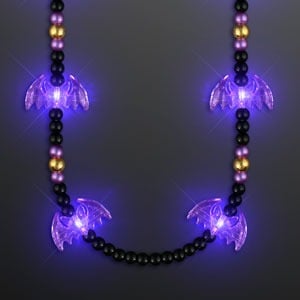 Light Up Bats Halloween Beads Necklace