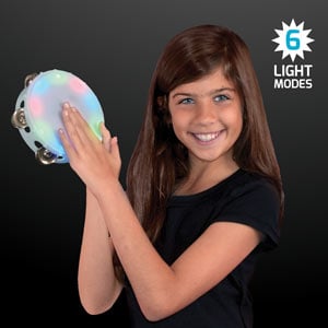 White LED Round Light Up Toy Tambourine