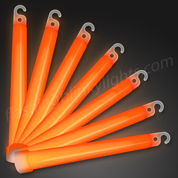 6 Inch Orange Light Up Glow Sticks FlashingBlinkyLights