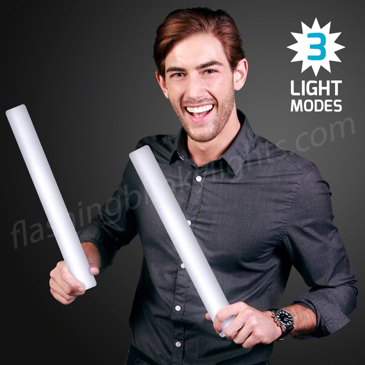 100 Personalized Foam Sticks Flashing White LED Wands Light Up Custom Batons 