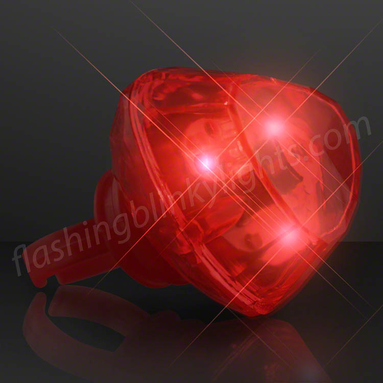 Huge Pulsing Red Heart Gem Light Up Ring 