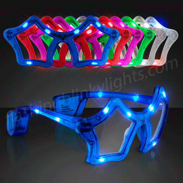 GREAT for New Year's Eve parties! Light Up Flashing Star Glasses 