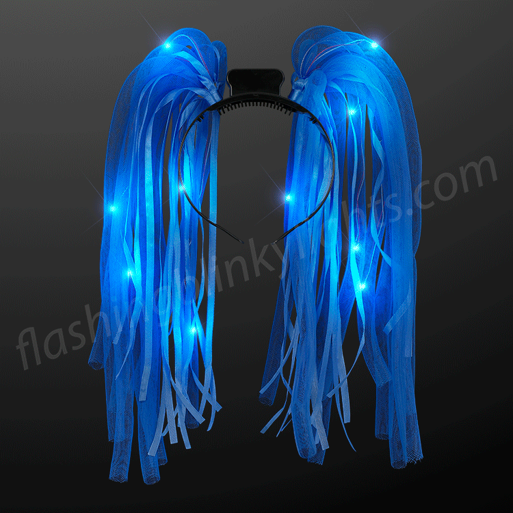 Light Up Blue Hair Noodle Headbands 
