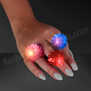 Model displays a close up of the Slow Color Change LED Soft Bubble Rings 