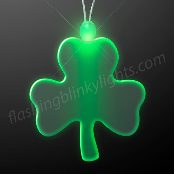 New LED Glow Light Up St Patrick's day Party Green Shamrock Clover Necklace 