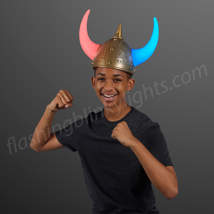 Light Up Viking Helmet LED Horns FlashingBlinkyLights